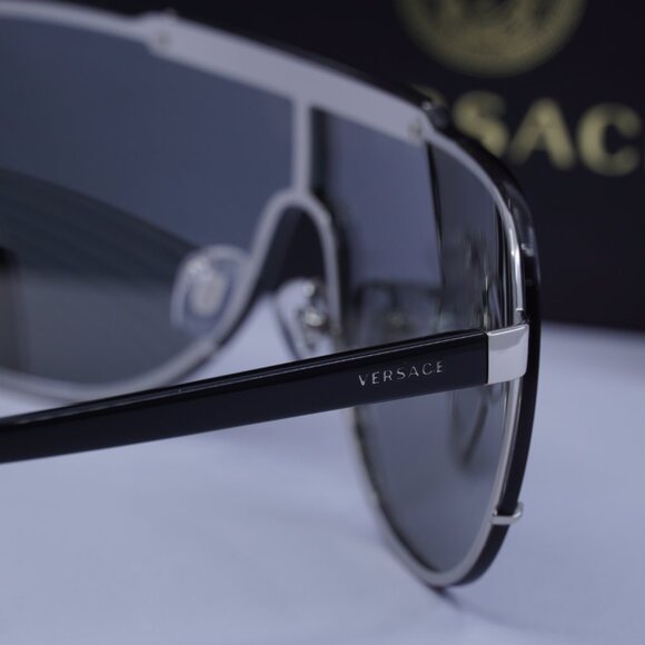 Versace VE2140 10006G Shield Sunglasses – Silver\Grey - Picture 5 of 9